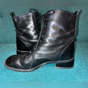 Vintage Santana Canada Ladies Black Leather Waterproof Lace Up Ankle Boots Sz 8